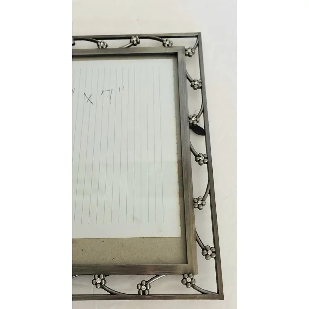Elsal Brushed Nickel Rhinestone Floral Vines 5 X 7 Heavy Solid Frame